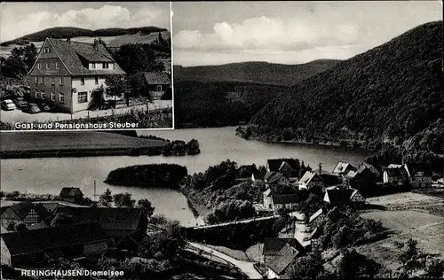 Ak Heringhausen Diemelsee im Sauerland, Gasthof Steuber, Teilansicht vom Ort