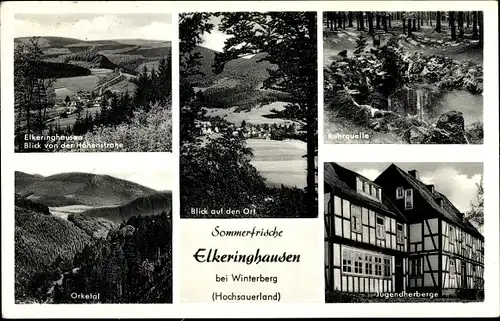 Ak Elkeringhausen Winterberg im Sauerland, Teilansicht vom Ort, Orketal, Ruhrquelle, Jugendherberge