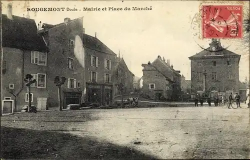Ak Rougemont Doubs, Mairie et Place du Marché