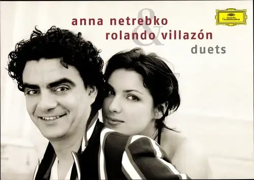 Ak Schauspielerin Anna Netrebko und Schauspieler Rolando Villazon, Portrait