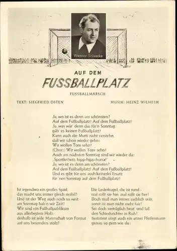 Lied Ak Auf dem Fußballplatz, Fußballmarsch, Werner Stüvecke, Siegfried Osten, Heinz Wilhelm