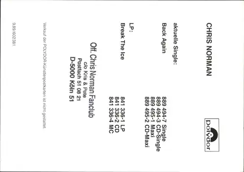 Ak Sänger Chris Norman, Portrait