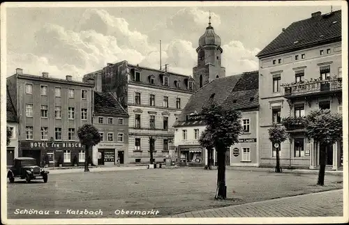 Ak Świerzawa Schönau an der Katzbach Schlesien Polen, Obermarkt, Hotel zum Hirsch