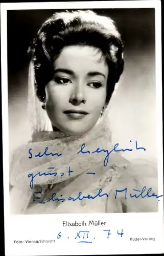 Ak Schauspielerin Elisabeth Müller, Portrait, Autogramm, Skandal in Ischl