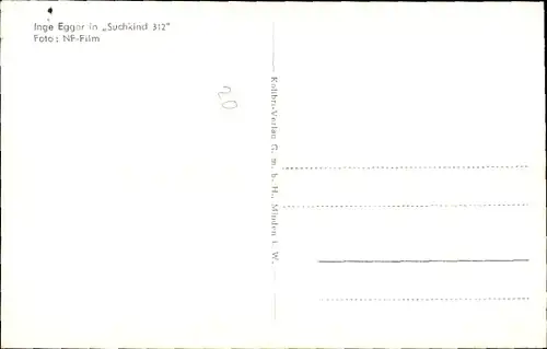 Ak Schauspielerin Inge Egger, Suchkind 312, Portrait, Autogramm