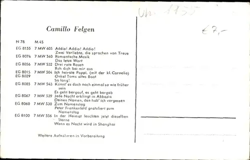 Ak Sänger Camillo Felgen, Portrait, Autogramm