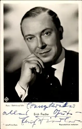 Ak Schauspieler Erich Fiedler, Portrait, Autogramm