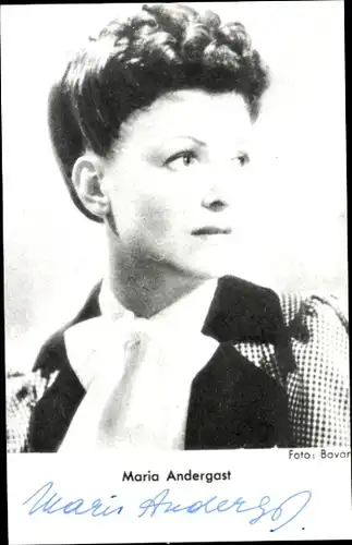 Ak Schauspielerin Maria Andergast, Seitenportrait, Autogramm