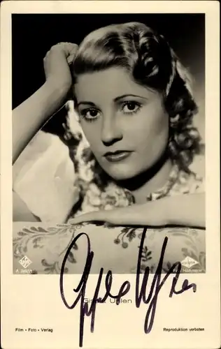 Ak Schauspielerin Gisela Uhlen, Portrait, UFA Film A 3497 1, Autogramm