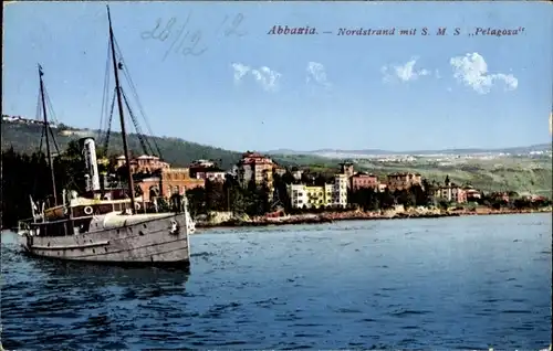 Ak Opatija Abbazia Kroatien, Österreichisches Kriegsschiff, SMS Pelagosa