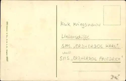 Ak Österreichische Kriegsschiffe, S.M.S. Erzherzog Karl, S.M.S. Erzherzog Friedrich