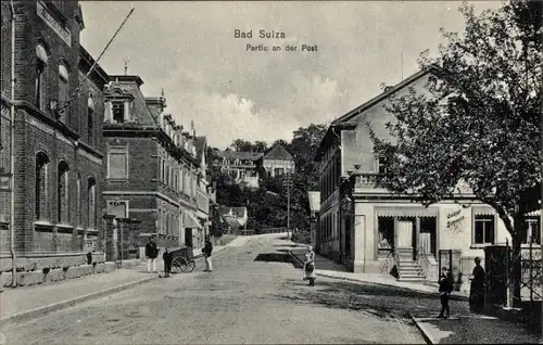 Ak Bad Sulza in Thüringen, Straßenpartie, Post