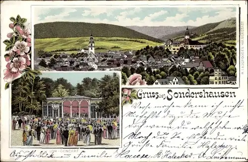 Litho Sondershausen im Kyffhäuserkreis Thüringen, Gesamtansicht, Loh-Konzert