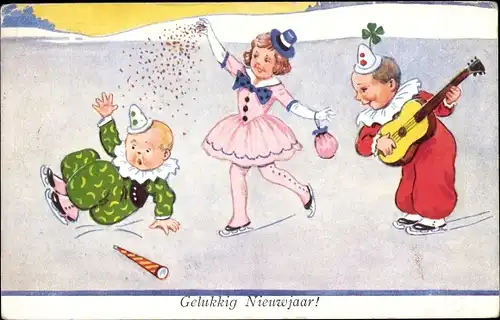 Künstler Ak Wills, John, Verkleidete Kinder beim Eislaufen