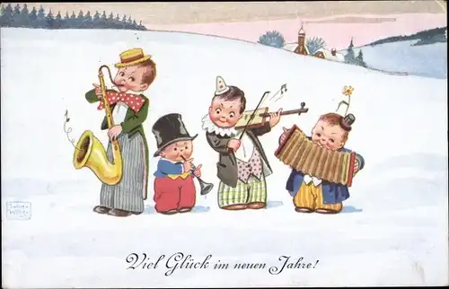 Künstler Ak Wills, John, Verkleidete Kinder beim Musizieren