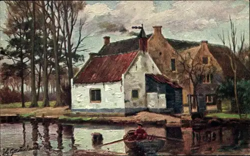 Künstler Ak Gerstenhauer, Johann Georg, Niederländisches Motiv, Kanal