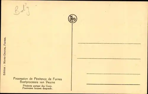 Ak Furnes Veurne Westflandern, Bußprozession, Kreuz