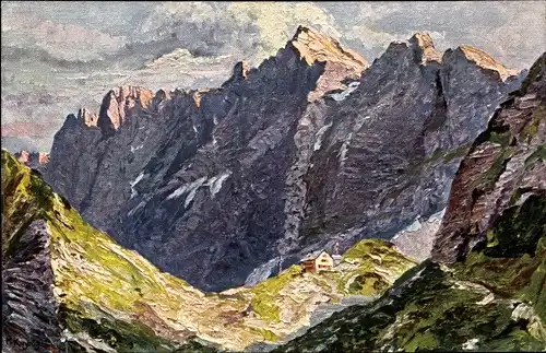 Künstler Ak Tirol, Lamsenjochhütte, Sektion Oberland des D.u.Ö.A.V.