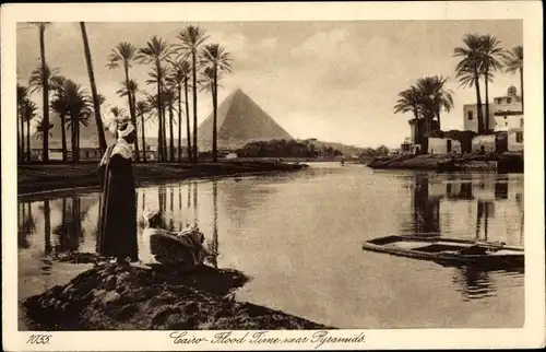Ak Gizeh Ägypten, Flutzeit in der Nähe der Pyramiden