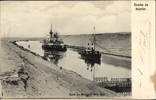 Ak Port Said Ägypten, Blick auf die Great El Ghars Curve, Baustellenkurve