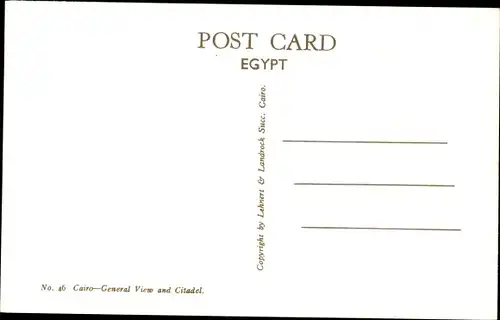Ak Kairo Kairo Ägypten, Panorama, Zitadelle