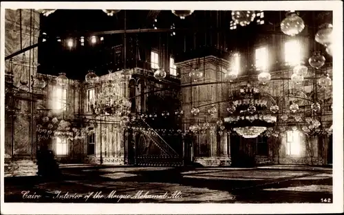 Ak Cairo Kairo Ägypten, Innenraum der Moschee Mohamed Ali, Innenansicht der Moschee