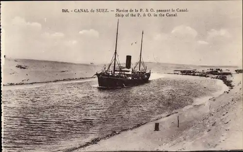 Ak Port Said Ägypten, Suezkanal, P&O Schiff