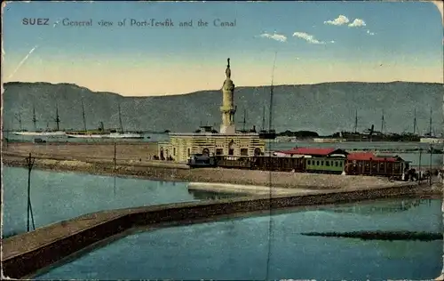 Ak Port Tewfik Suez Port Ägypten, Panorama, Kanal