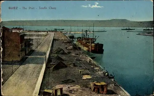 Ak Port Tewfik Suez Port Ägypten, Hafen, Quay