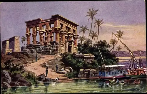 Künstler Ak Perlberg, F., Philae Ägypten, Pharaos Bett, Bed of Pharao