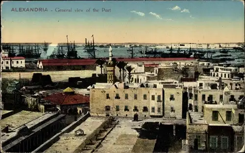 Ak Alexandria Ägypten, Hafen, Gesamtansicht