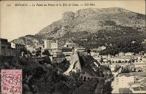 Ak Monaco, Le Palais du Prince et le Tête de Chien