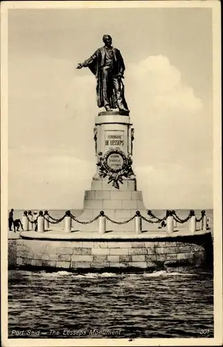 Ak Port Said Ägypten, The Lesseps Monument