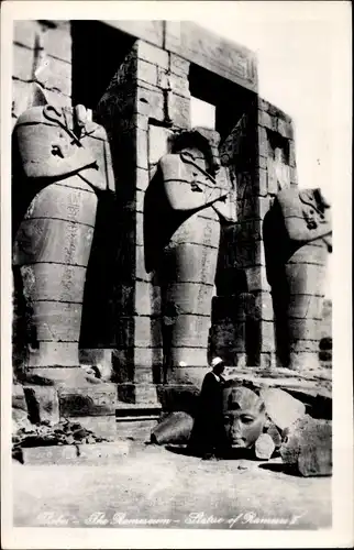 Ak Theben Ägypten, Statue of Ramses