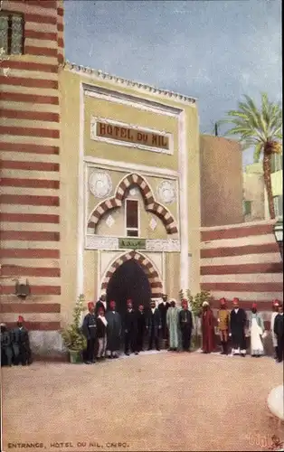 Künstler Ak Cairo Kairo Ägypten, Hotel du Nil, Entrance