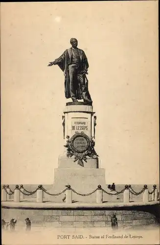 Ak Port Said Ägypten, Statue of Ferdinand de Lesseps