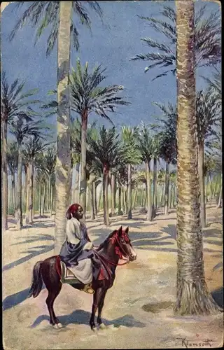 Künstler Ak Kirdasah Kerdasa Ägypten, Palm Grove, Reiter
