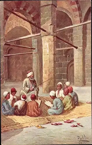 Künstler Ak Zulle, Cairo Kairo Ägypten, Kinder in der Schule, Ägypter, Lehrer