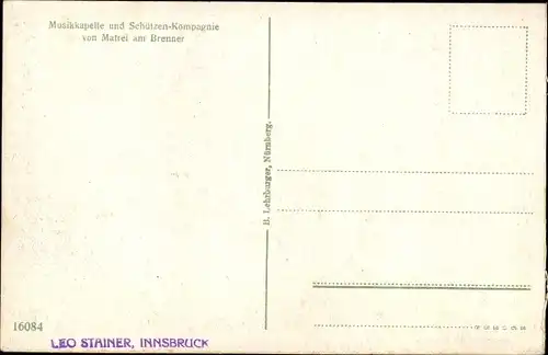 Ak Tiroler Schützenkapelle, Schützenkompagnie von Matrei am Brenner, Uniformen, Marschorchester