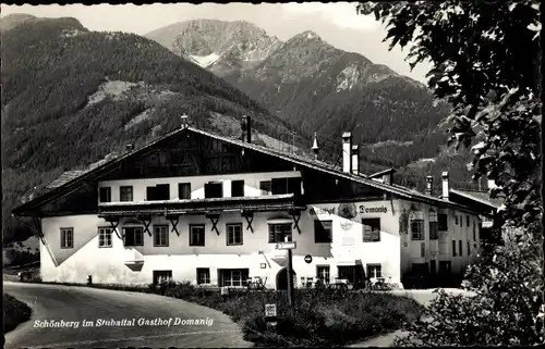 Ak Schönberg im Stubaital Tirol, Gasthof Domanig