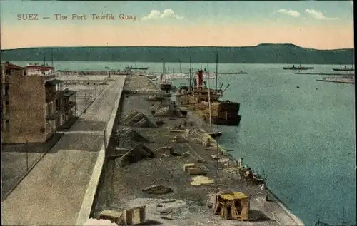 Ak Port Tewfik Suez Port Ägypten, Quai