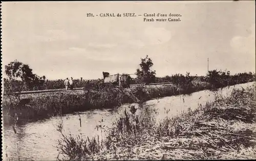 Ak Suez Ägypten, Partie am Kanal