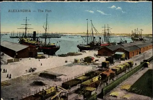 Ak Alexandria Ägypten, Hafen