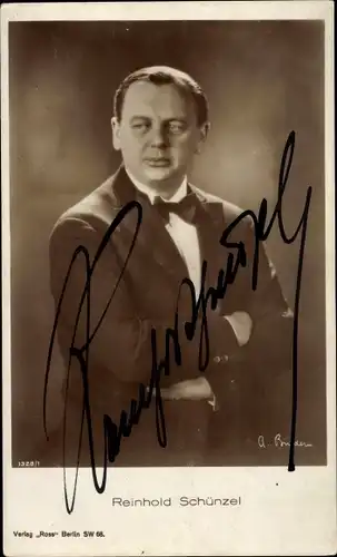 Ak Schauspieler Reinhold Schünzel, Portrait, Autogramm