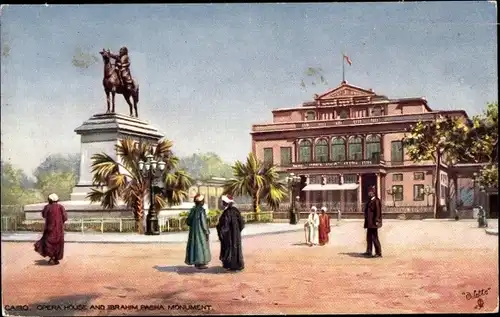 Ak Kairo Kairo Ägypten, Opernhaus, Ibrahim-Pascha-Denkmal