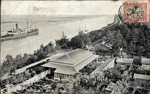 Ak Port Said Ägypten, Blick auf den Kanal, Dampfer