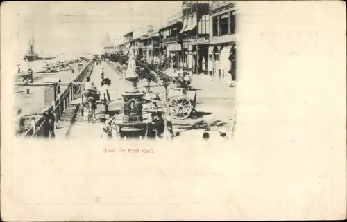 Ak Port Said Ägypten, Dock, Promenade