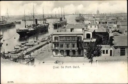 Ak Port Said Ägypten, Dock, Promenade, Dampfer, Hafen