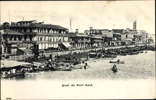 Ak Port Said Ägypten, Dock, Promenade