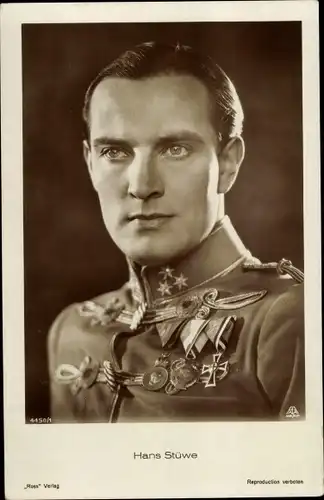 Ak Schauspieler Hans Stüwe, Portrait, Uniform, Orden, Ross Verlag 4450/1